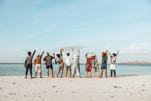 Multi-generational family on beach